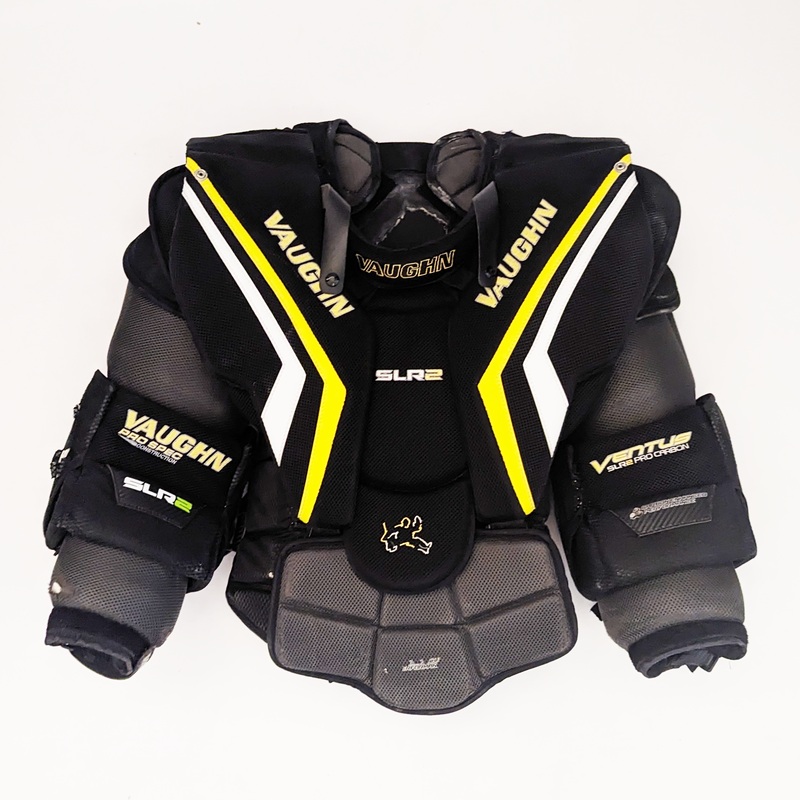 Vaughn SLR2 Pro Carbon – Used Pro Stock Goalie Chest Protector (Black/Yellow)