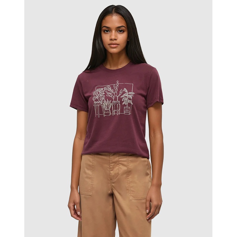 Tentree Women’s Plant T-Shirt|DEEP BURGUNDY WARM OAK|XS|S|M|L|XL