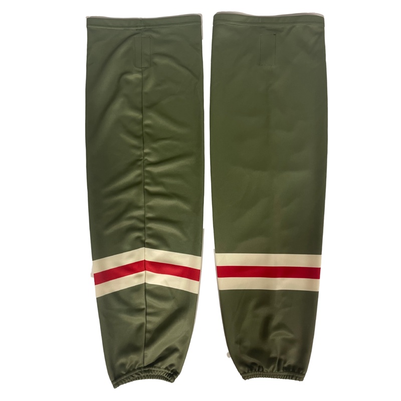 ECHL – Used Hockey Socks (Olive/Cream/Red)