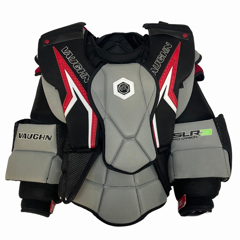 Vaughn SLR3 Pro Carbon – Used Pro Stock Goalie Chest Protector (Grey/Black/Red)