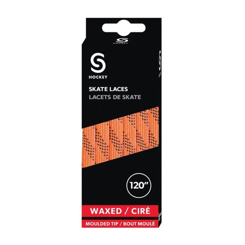 Source for Sports Waxed Hockey Skate Laces – Orange / Black