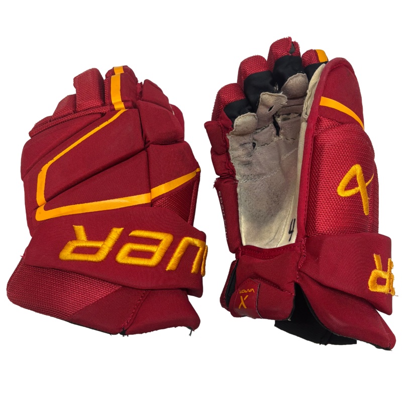 Bauer Vapor Hyperlite – Used NCAA Pro Stock Glove (Red/Yellow)