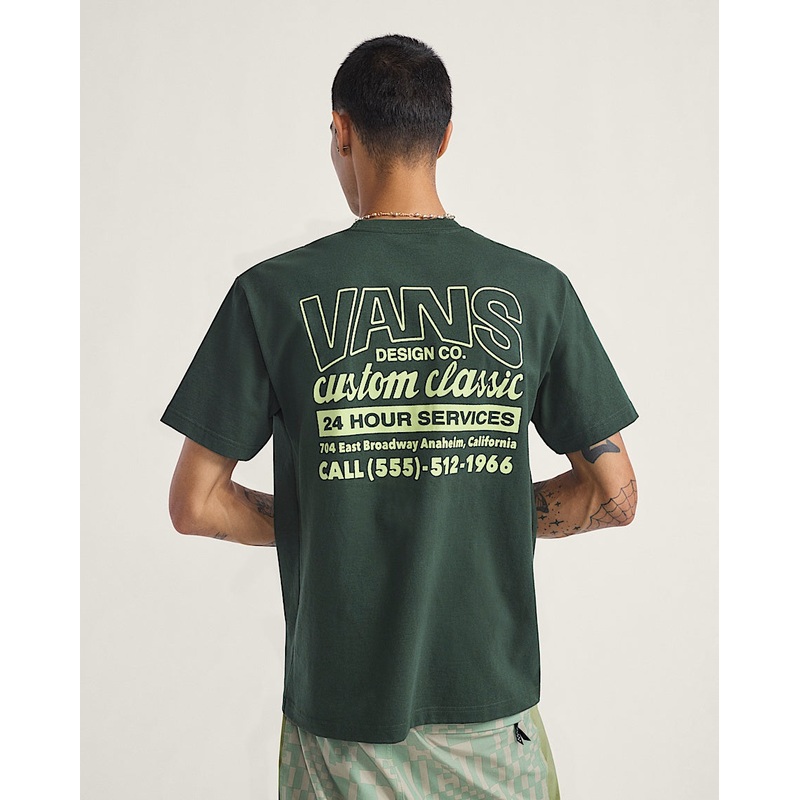 Vans Men’s Shop Front T-Shirt|DRIED KELP GREEN|WHITE/SUNNY YELLOW|S|M|L|XL|XXL