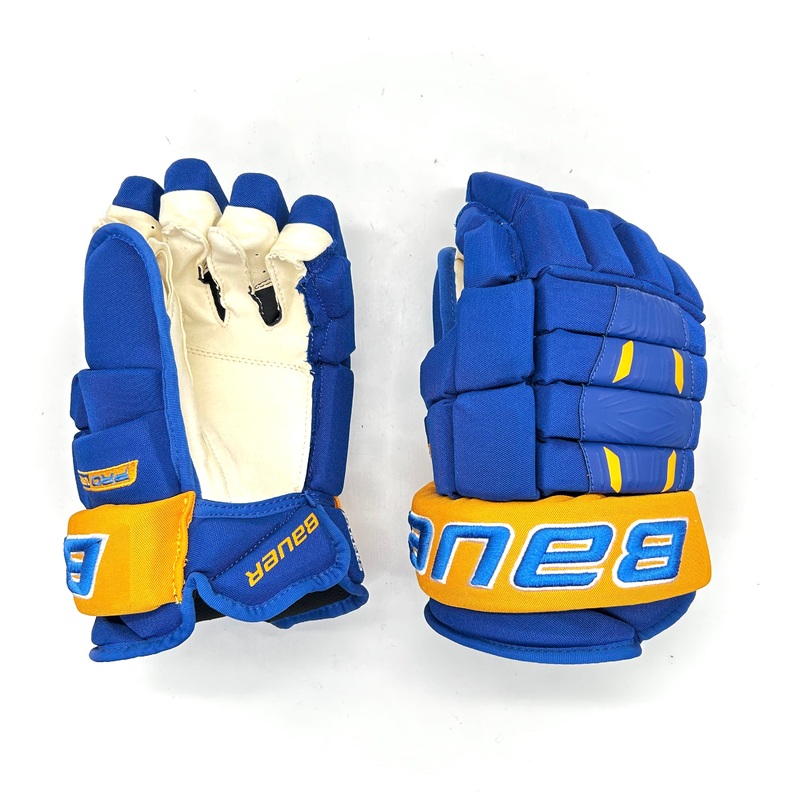 Bauer Pro Series – NCAA Pro Stock Hockey Gloves (Blue/Yellow)
