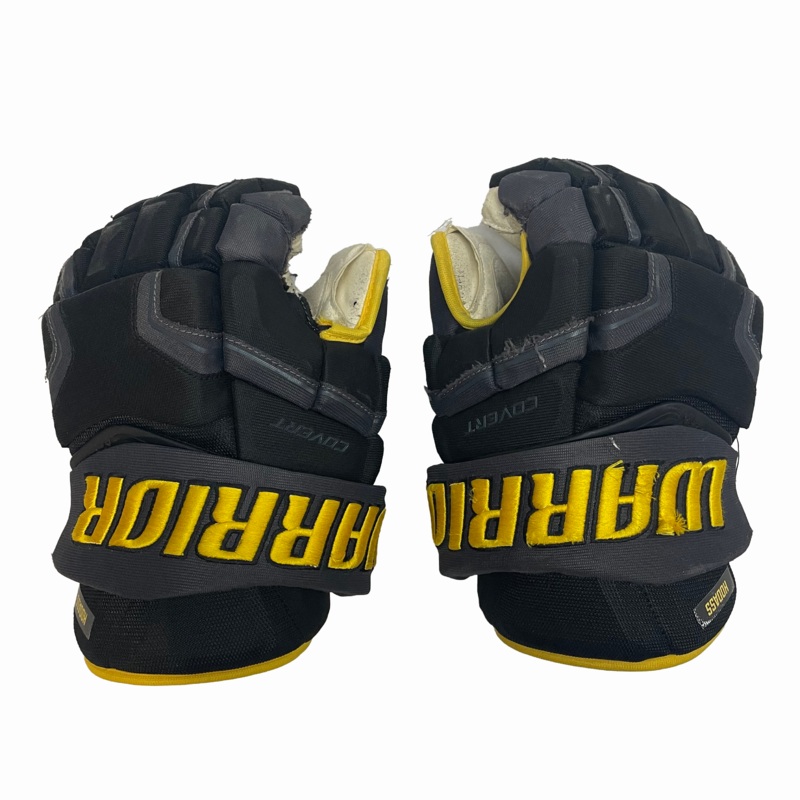 Warrior Covert – Used ECHL Pro Stock Glove (Black/Grey/Yellow)
