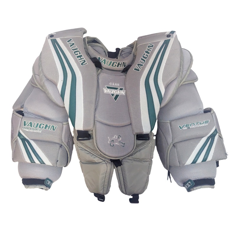 Vaughn Ventus SLR Pro Carbon – Used Pro Stock Goalie Chest Protector (Grey/Green)