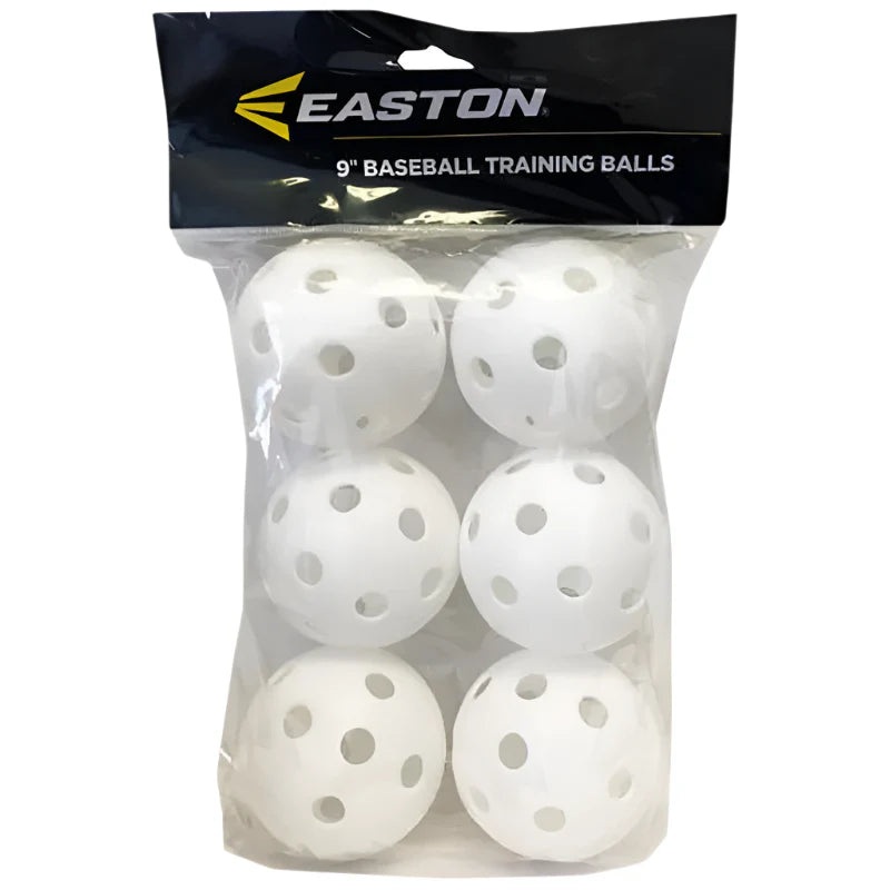 White Plastic 9 Training Baseballs – 6 Pack