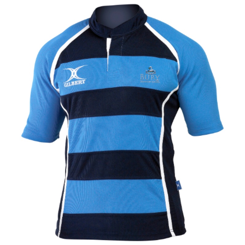 Bury Grammar School Adult’s Light Sky / Dark Navy Xact II Hooped Shirt-Dark Navy / Light Sky