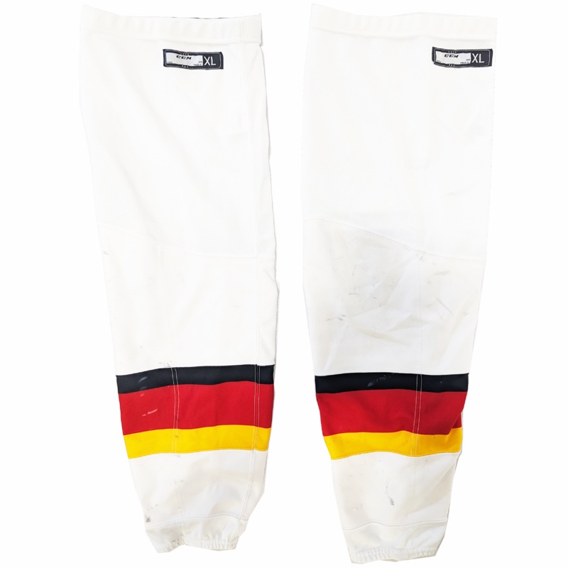AHL – New CCM Hockey Socks – Stockton Heat (White/Red/Yellow)