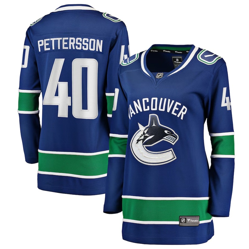 Fanatics Breakaway Womens Home Jersey – Vancouver Canucks Royal Orca – Elias Pettersson