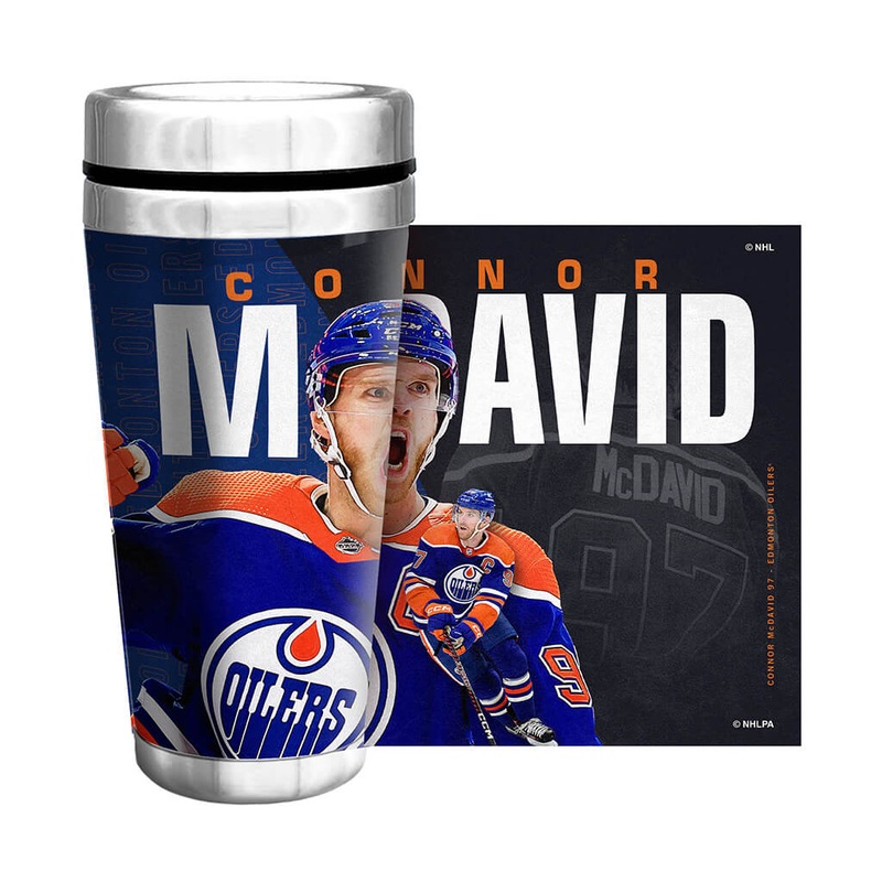 Connor McDavid Edmonton Oilers Full Wrap 16oz Travel Mug