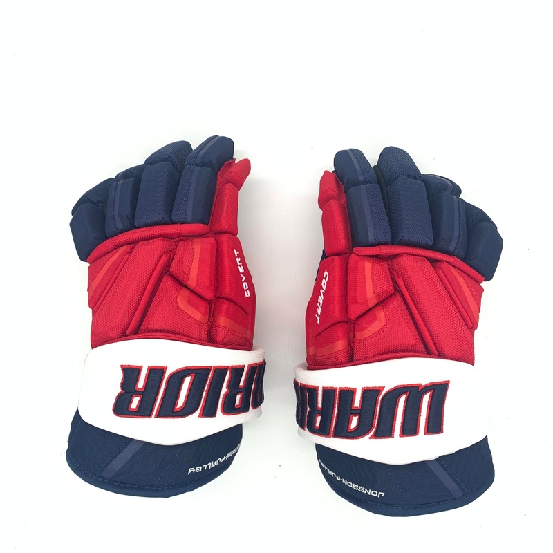 Warrior Covert – Used NHL Pro Stock Gloves – Washington Capitals – Jonsson-Fjalley (Navy/Red/White)