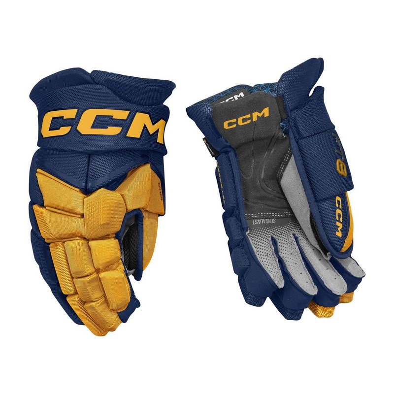 CCM Glove Jetspeed FT8 Sr Navy/Sunflower