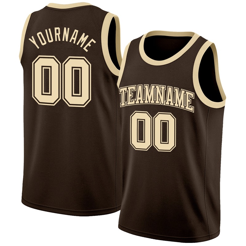 Custom Brown Cream Authentic Basketball Jersey