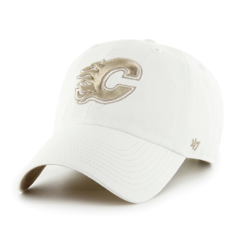 Calgary Flames White Noise Logo Clean Up Adjustable Hat