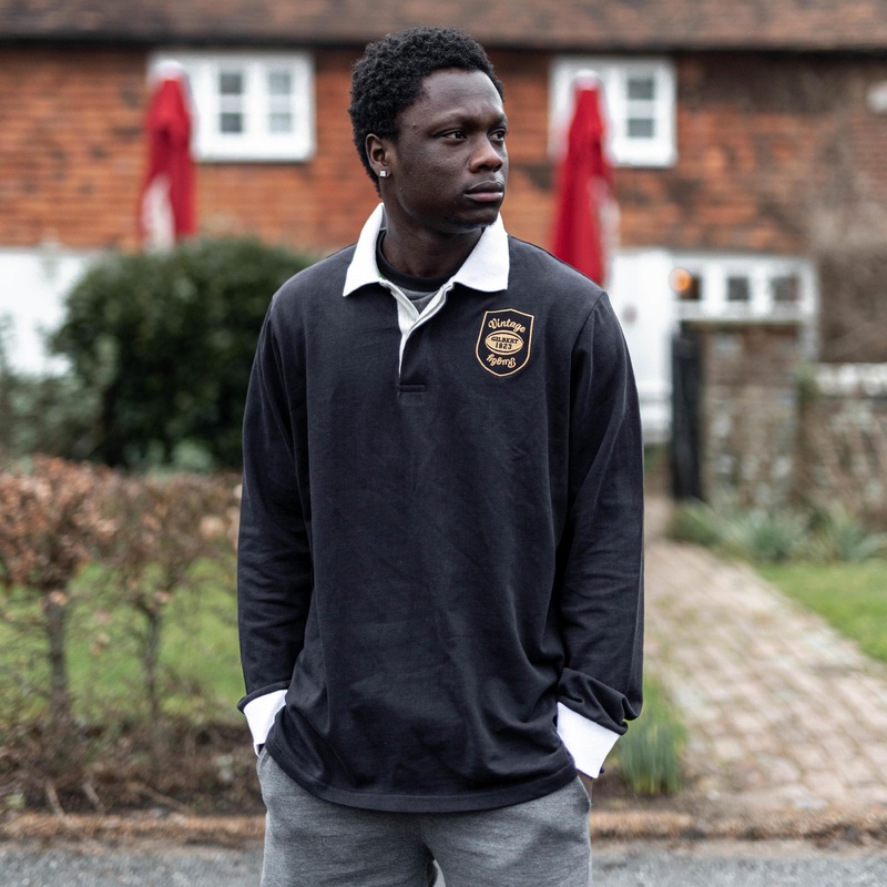 1823 Vintage Rugby Shirt|Black|XS|S|M|L|XL|2XL|3XL|4XL
