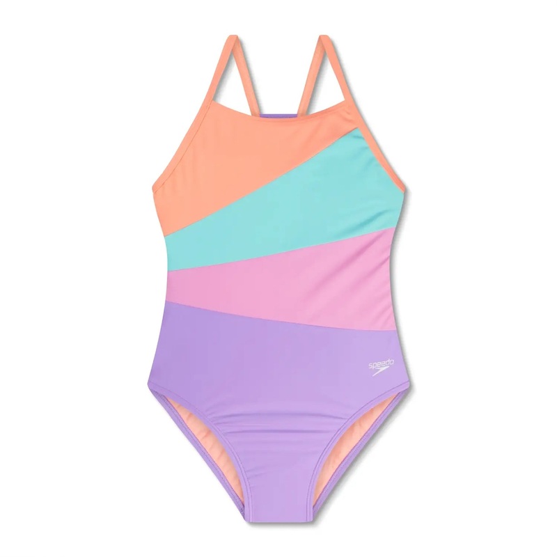 Girl’s Youth Radiating Splice One Piece Swimsuit