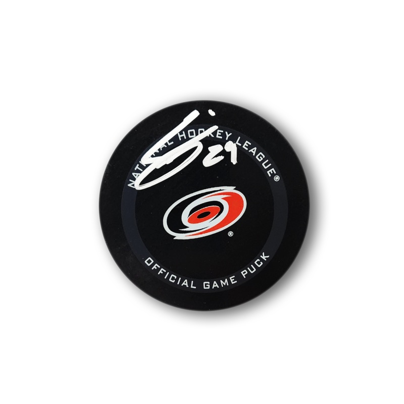 Seth Jarvis Autographed Carolina Hurricanes Official Hockey Puck