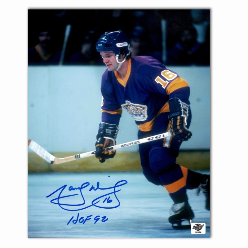 Marcel Dionne Autographed Los Angeles Kings Stick in Hand 8×10 Photo