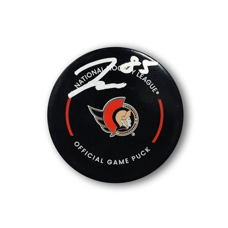 Jake Sanderson Autographed Ottawa Senators Official Hockey Puck