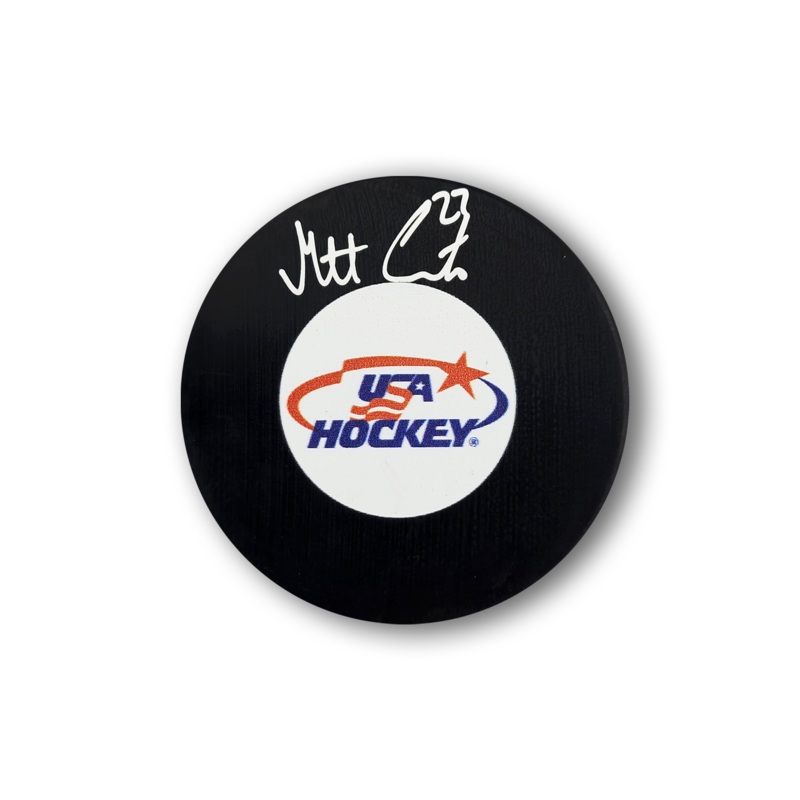 Matt Coronato Autographed Team USA Hockey Puck