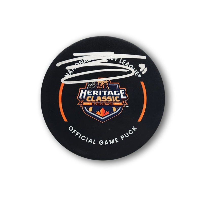 Evander Kane Autographed Edmonton Oilers Winter Classic Official Hockey Puck