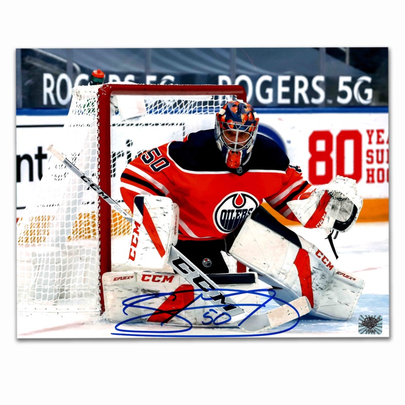 Stuart Skinner Autographed Edmonton Oilers Horizontal Home 8×10 Photo