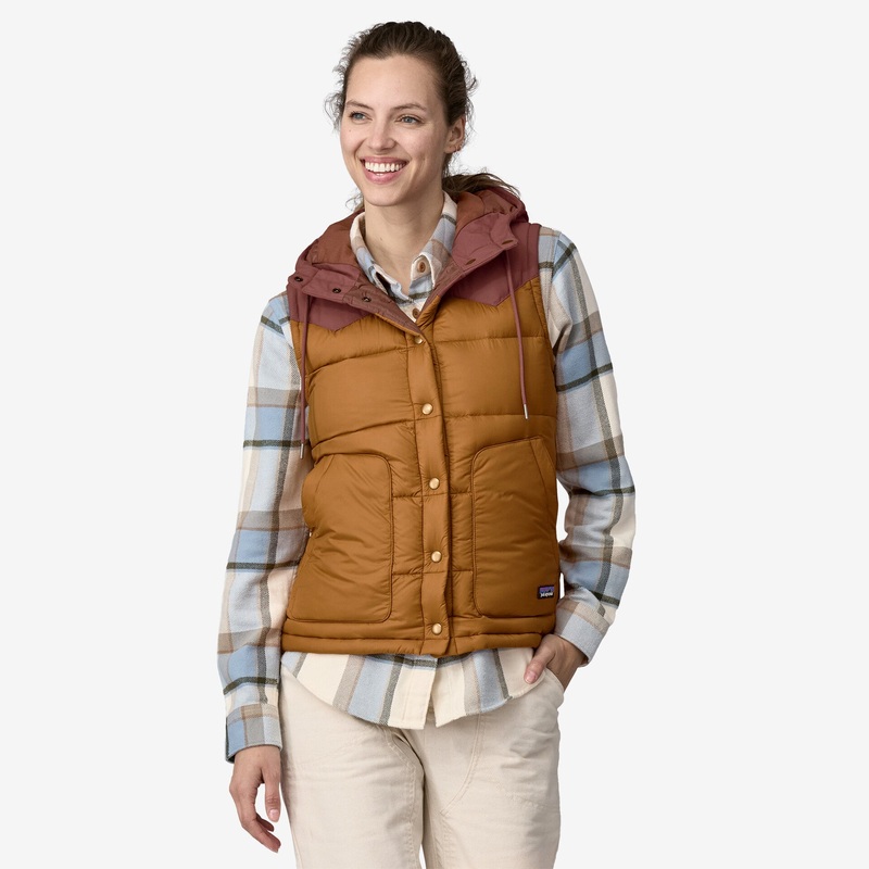 Women’s Bivy Hooded Vest|SHELTER BROWN|PINE NEEDLE GREEN|S|M|L|XL