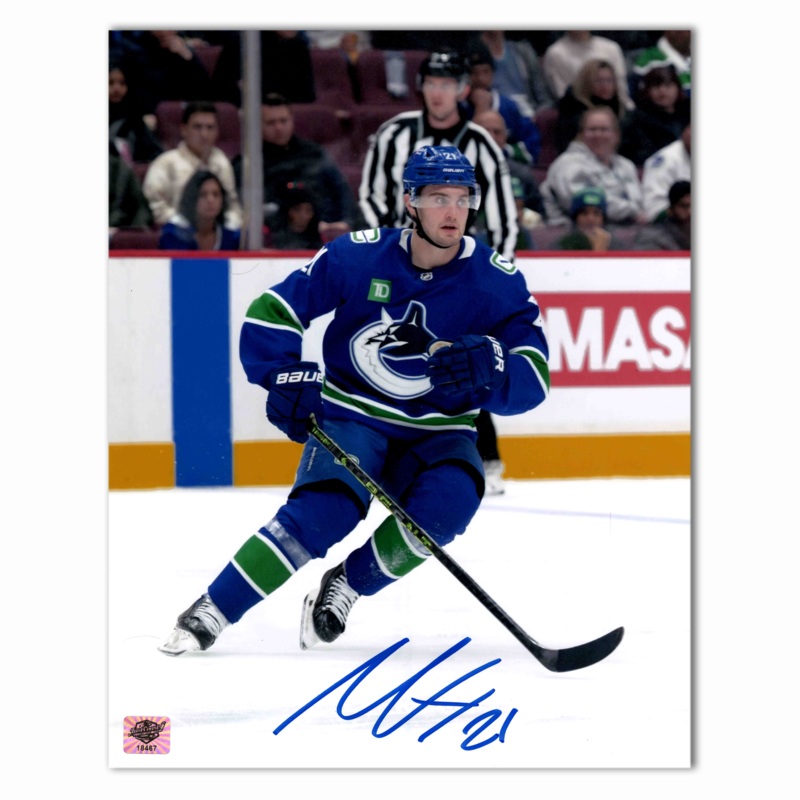 Nils Hoglander Autographed Vancouver Canucks Home 8×10 Vertical Photo