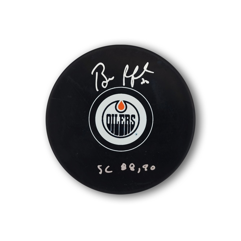 Bill Ranford Autographed Edmonton Oilers Hockey Puck SC 88-90