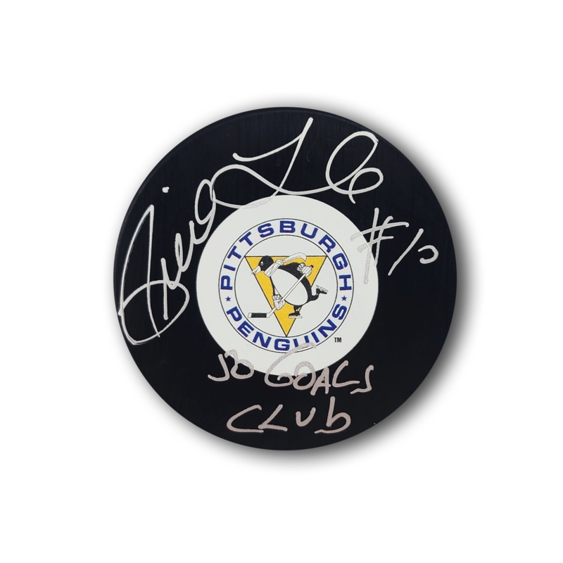 Pierre Larouche Autographed Pittsburgh Penguins Hockey Puck Inscribed