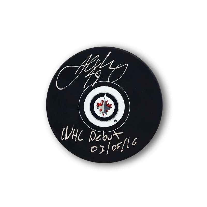Josh Morrissey Autographed Winnipeg Jets Hockey Puck Inscribed NHL Debut
