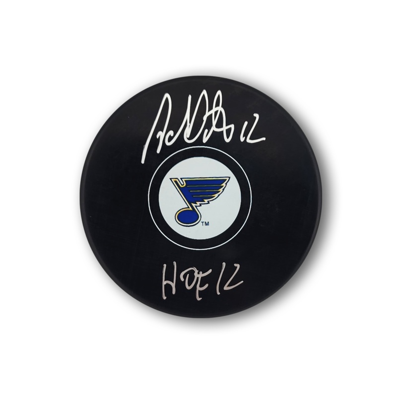 Adam Oates Autographed St. Louis Blues Hockey Puck HOF 12