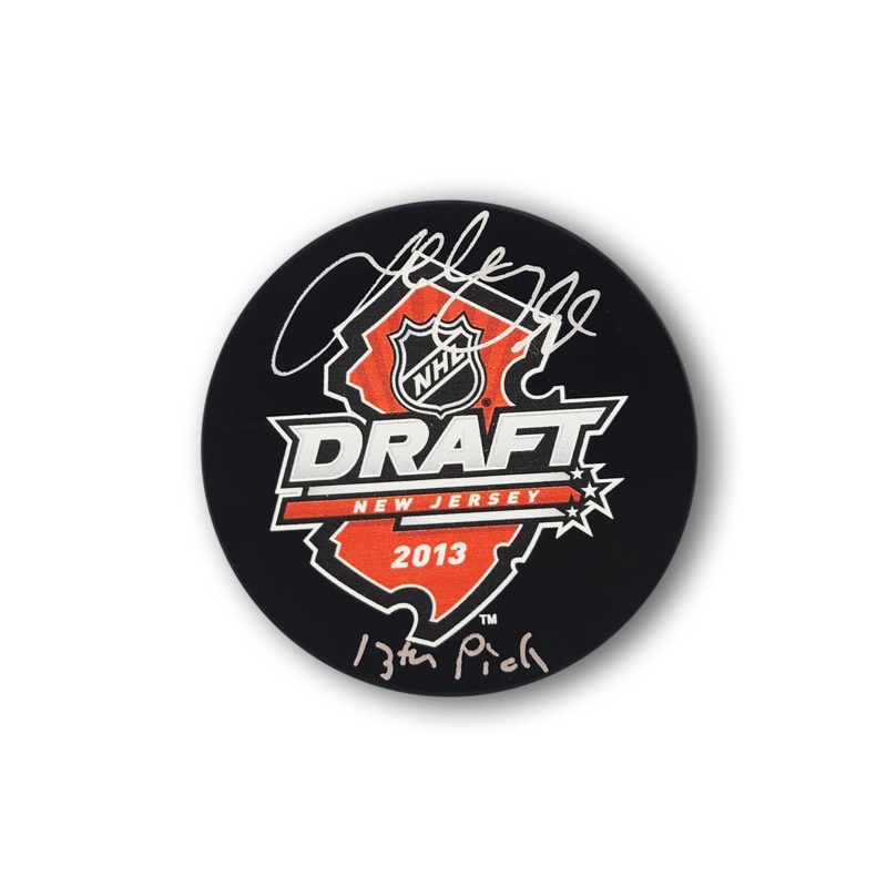 Josh Morrissey Autographed 2013 NHL Draft Hockey Puck Inscribed 13th Pick