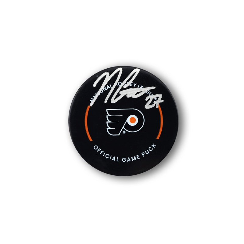 Noah Cates Autographed Philadelphia Flyers Official Hockey Puck