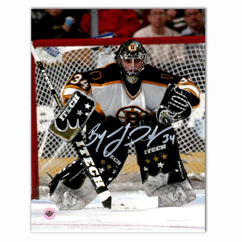 Byron Dafoe Autographed Boston Bruins Away 8×10 Photo