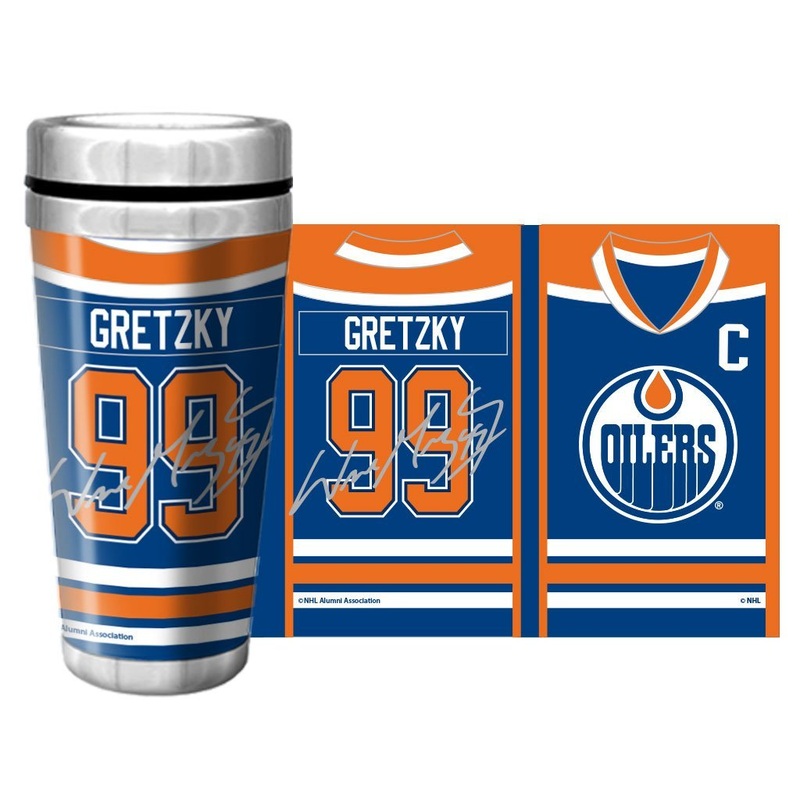 Edmonton Oilers Wayne Gretzky Travel Mug – 16 oz Full Wrap Replica Signature