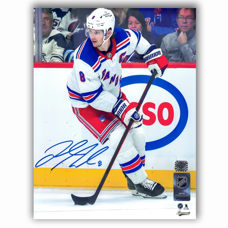 Jacob Trouba Autographed New York Rangers Away 8×10 Photo