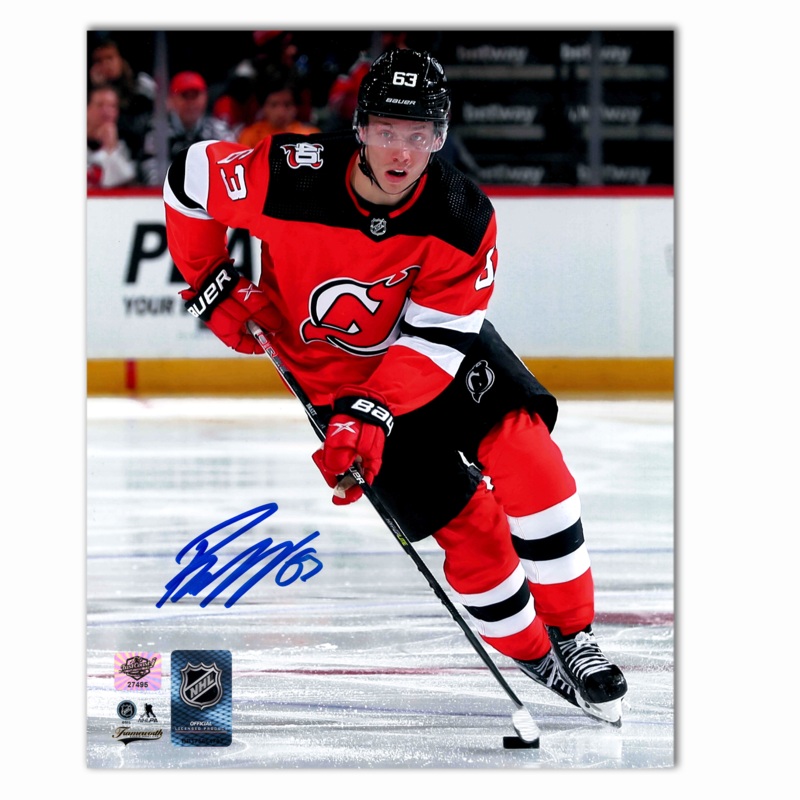 Jesper Bratt Autographed New Jersey Devils Home 8×10 Photo