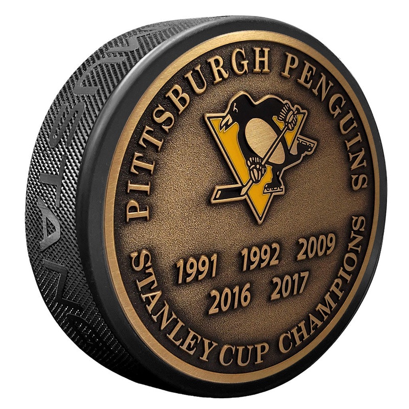 Pittsburgh Penguins Puck – Stanley Cup Years Gold Medallion