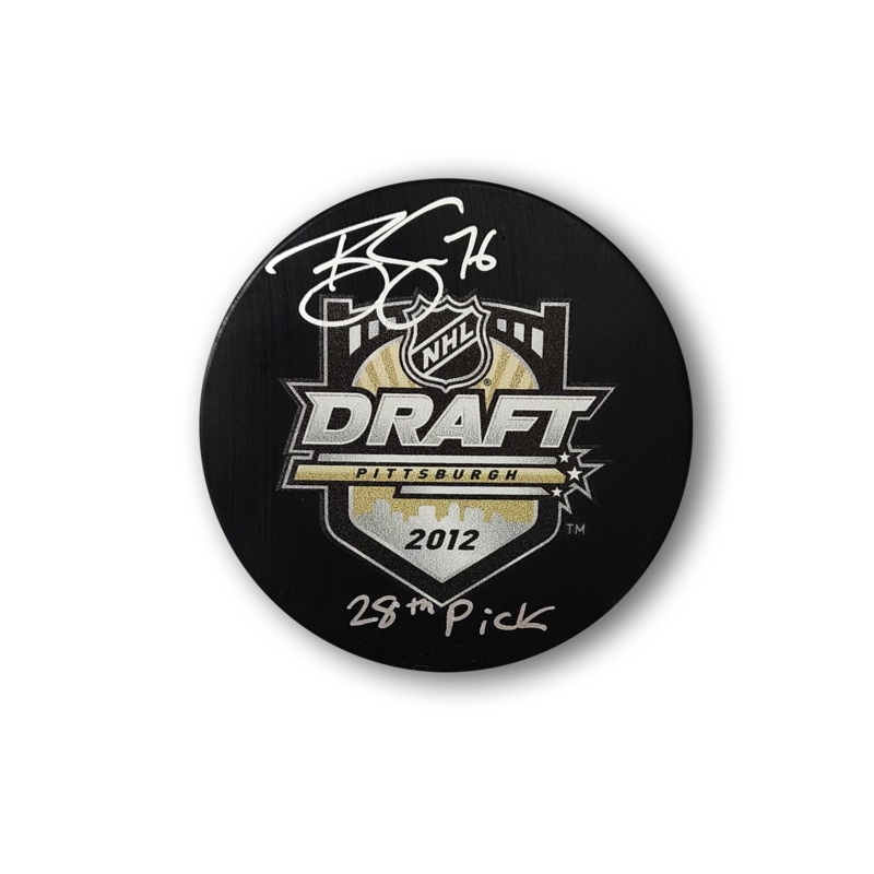Brady Skjei Autographed 2012 NHL Draft Hockey Puck Inscribed 28th Pick