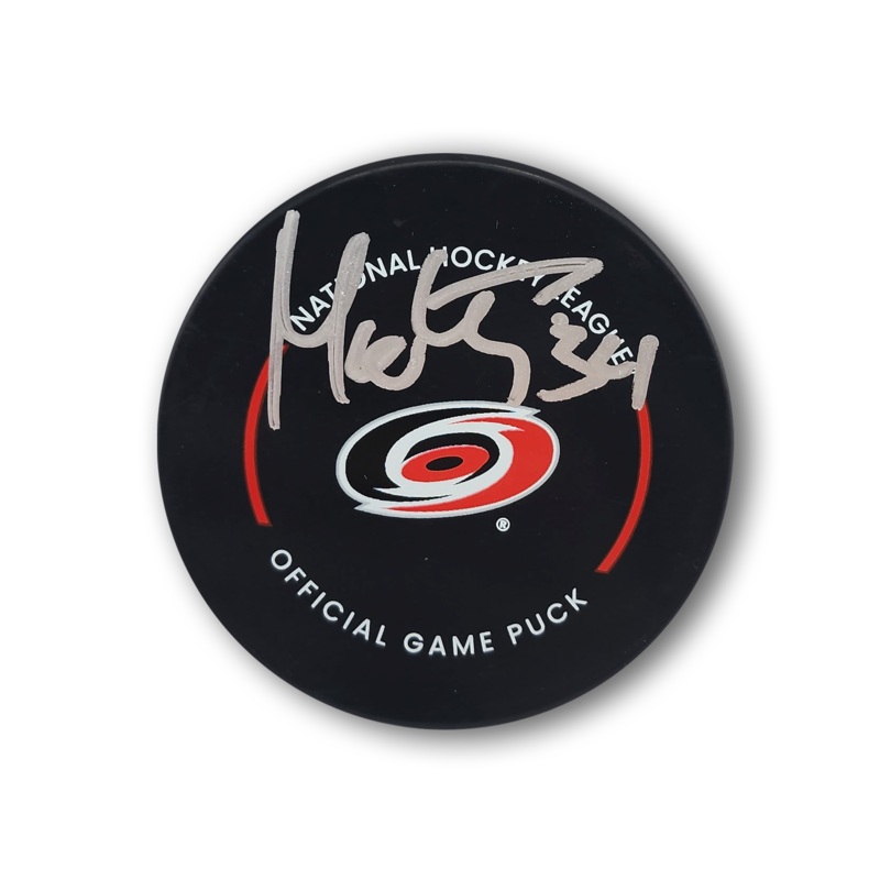 Petr Mrazek Autographed Carolina Hurricanes Official Hockey Puck