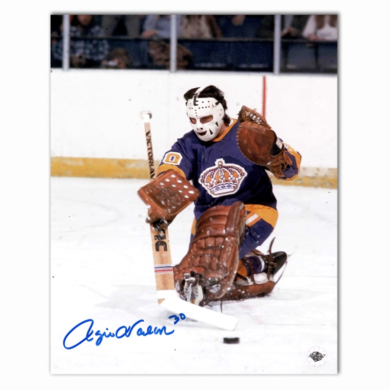 Rogie Vachon Autographed Los Angeles Kings Home 8×10 Photo (Sliding)