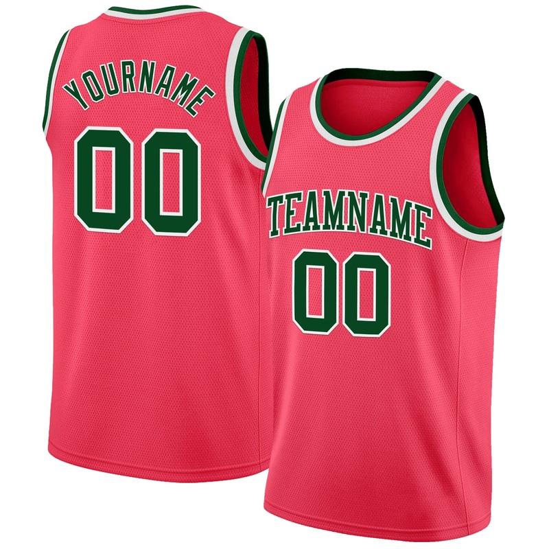 Custom Neon Pink Green-White Authentic Basketball Jersey