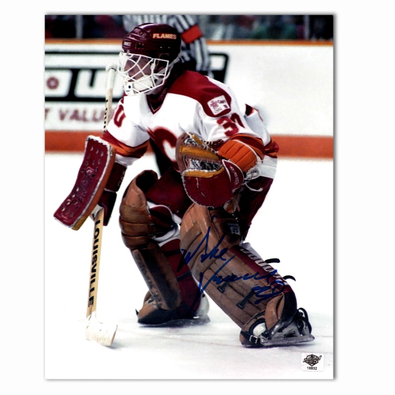 Mike Vernon Autographed Calgary Flames 8×10 Away Photo
