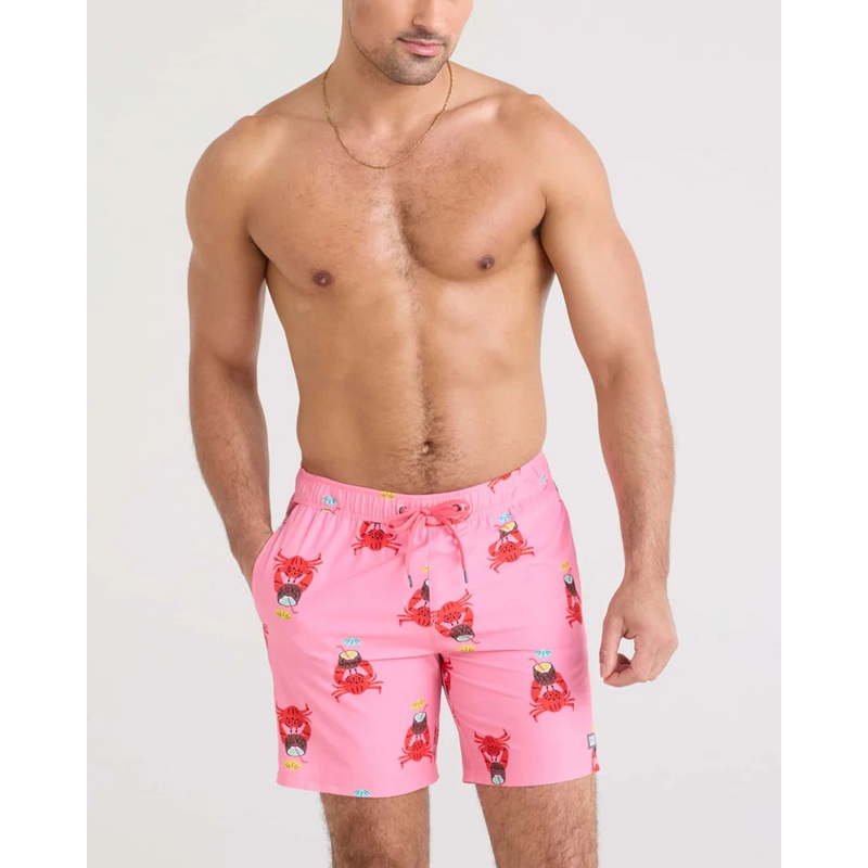 Oh Buoy 2N1 Long Swim Volley Short 7  – Crab Cocktail Pink
