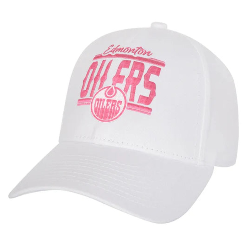 Edmonton Oilers Youth Girls White Structured Adjustable Hat