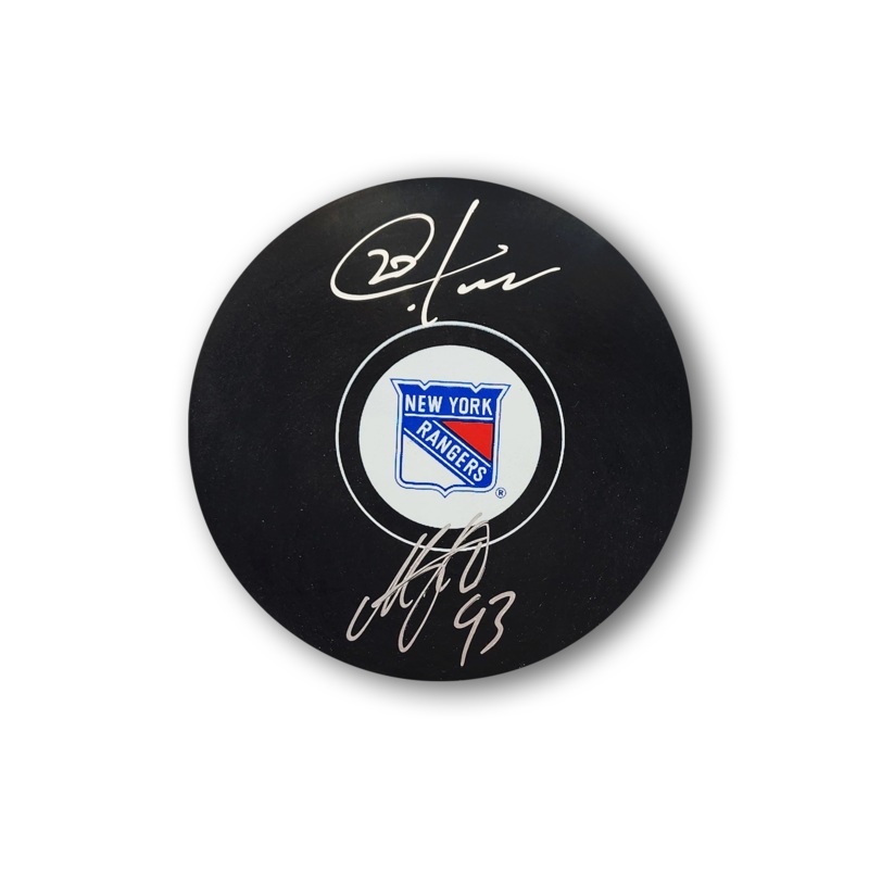 Mika Zibanejad and Chris Kreider Autographed New York Rangers Hockey Puck