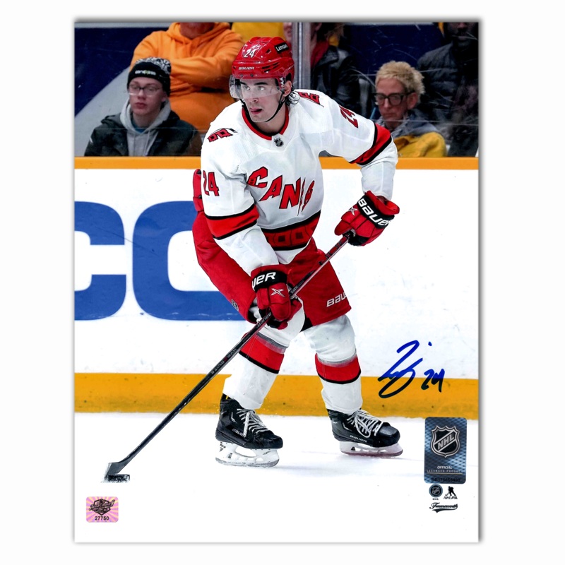 Seth Jarvis Autographed Carolina Hurricanes Away 8×10 Photo