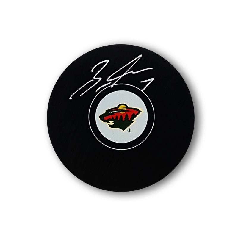 Brock Faber Autographed Minnesota Wild Hockey Puck